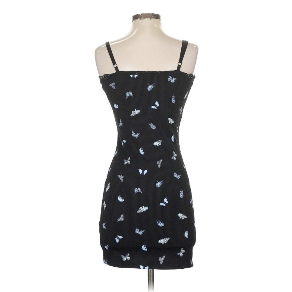 Divided X H&M Black Coquette Ribbed Butterfly Mini Dress Y2K Revive Grunge S - Picture 9 of 14
